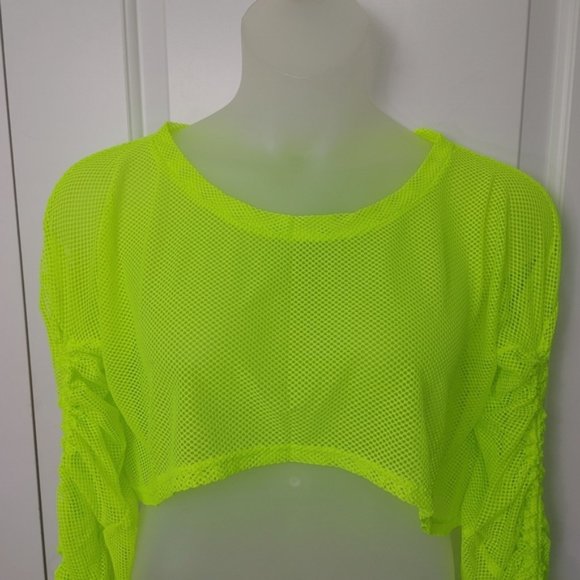 Cropped neon swim cover up top plus size - Picture 2 of 6